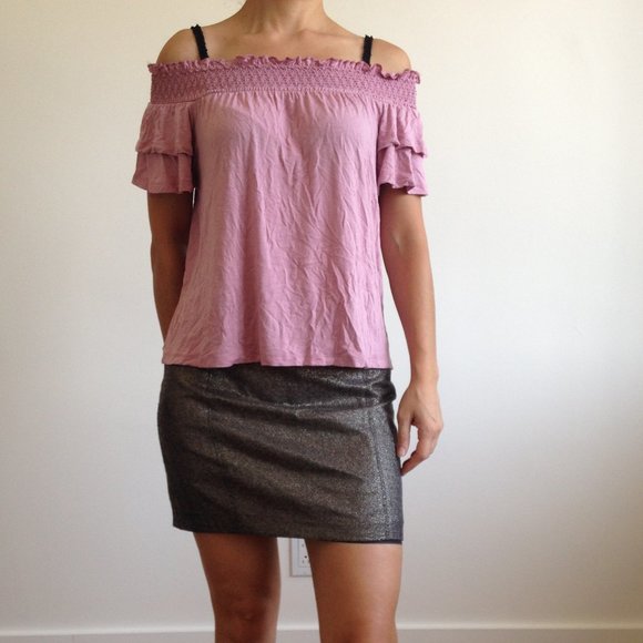 American Eagle - Dust Pink Off The Shoulder Top - Picture 11 of 15